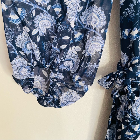 HUTCH Anthropologie Geo Paisley Floral Wrap Ruffle Midi Dress size XS - Picture 7 of 11